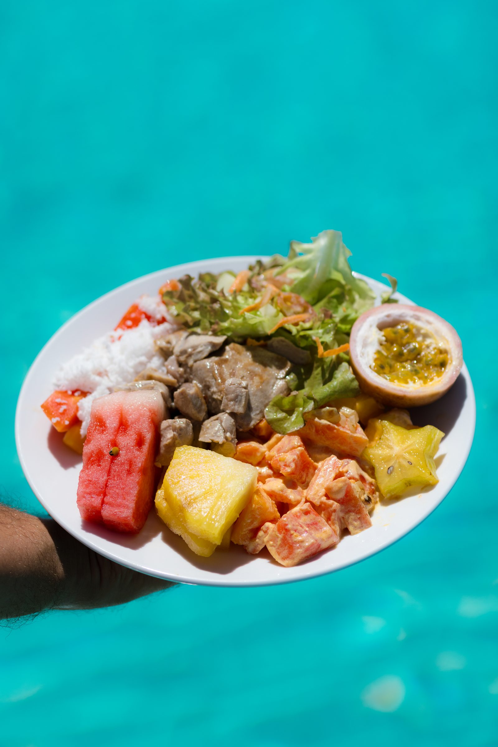 A buffet lunch is served on board